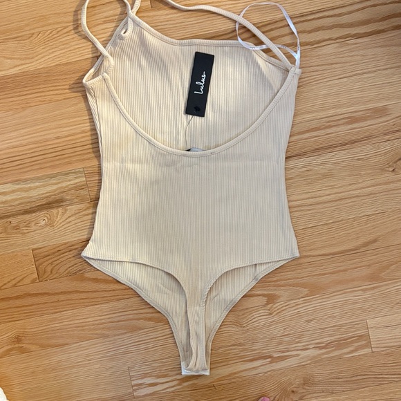 Cream Ribbed  One Piece - Picture 3 of 3